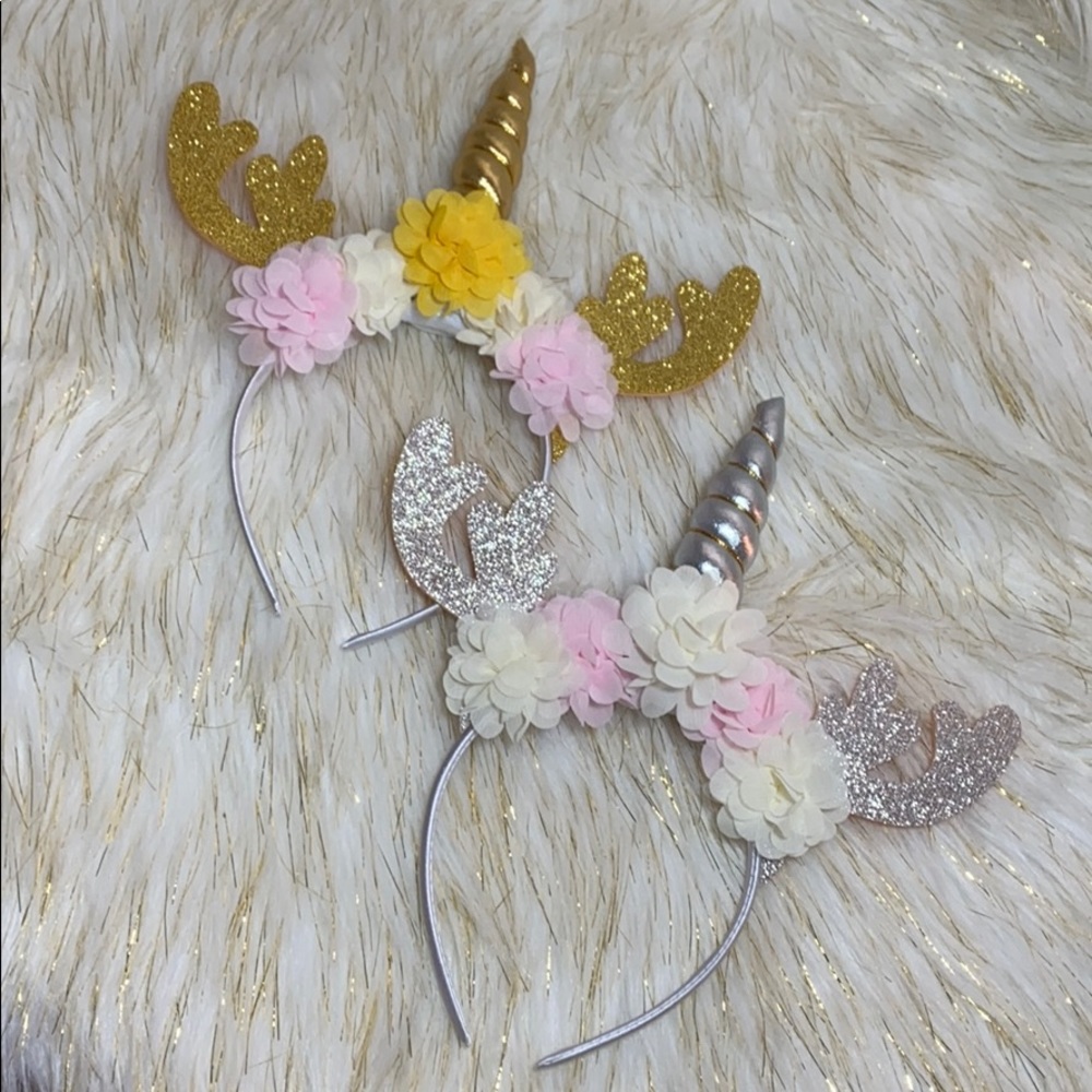 Gold & Silver Unicorn/Reindeer headbands (2)